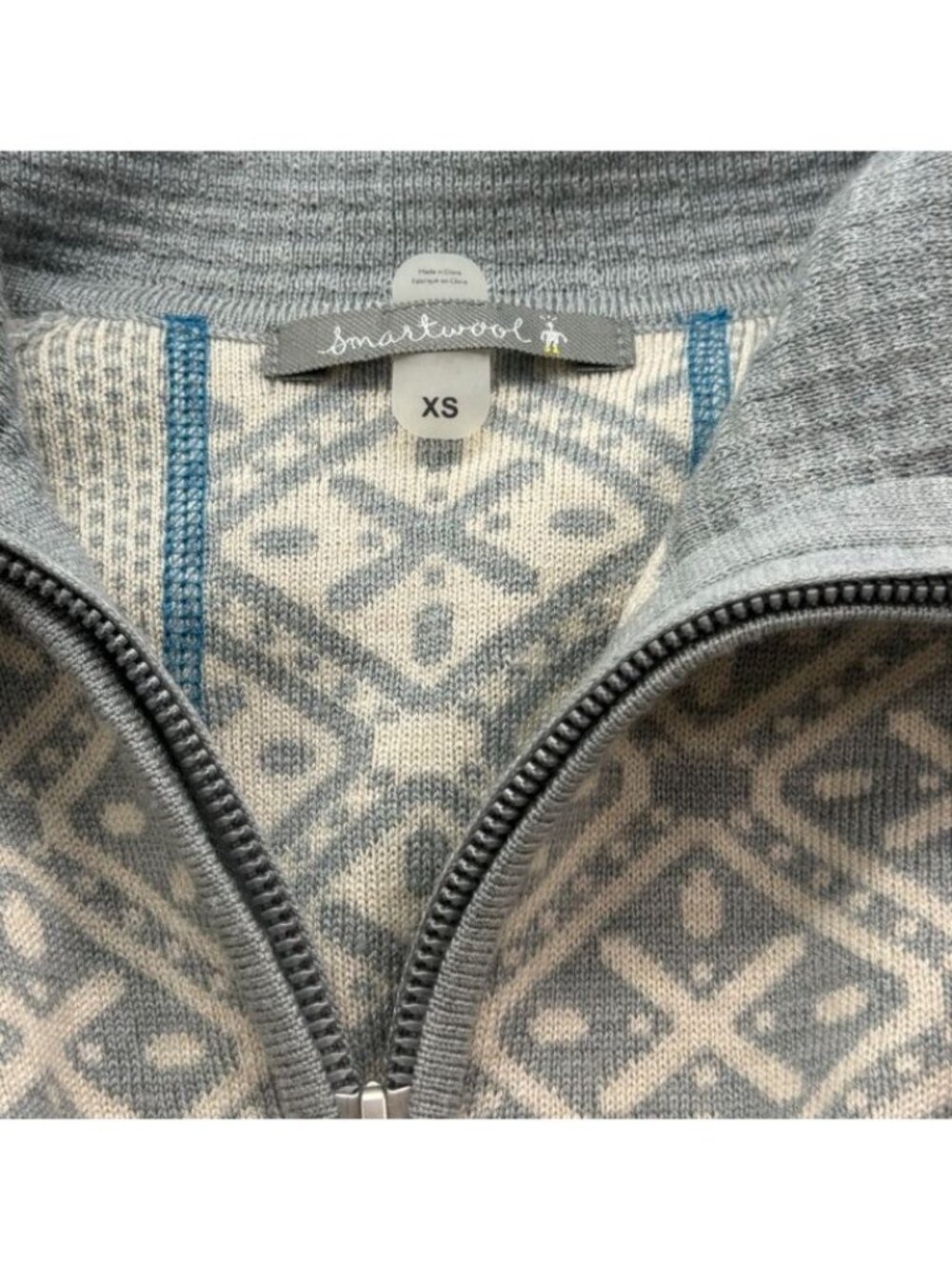 Smartwool Women's Full Zip Wool Sweater Jacket Gray Blue Merino Wool Size XS - Picture 6 of 11